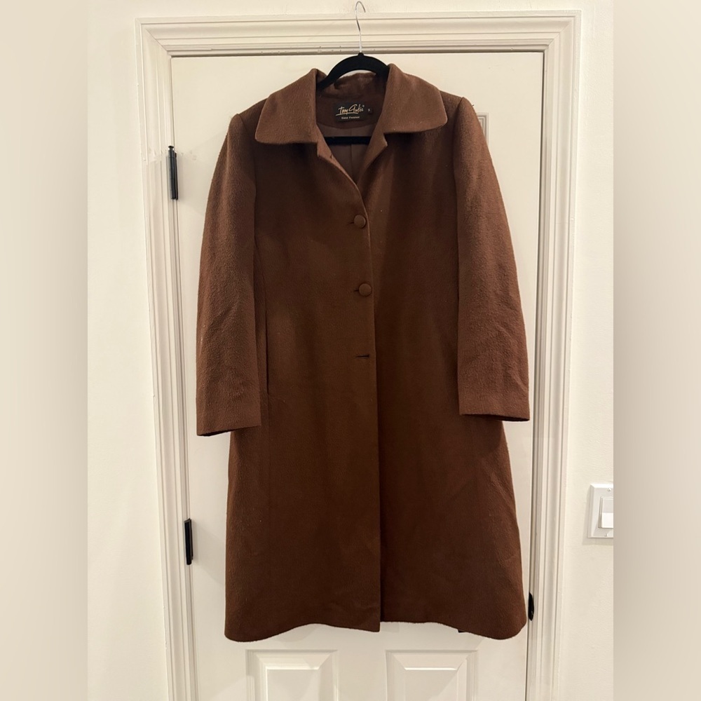 Tom Gutie Baby Alpaca Wool Blend Coat Brown Womens Peacoat Medium - Picture 1 of 9